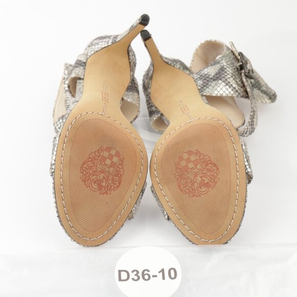 Vince Camuto Womens Tarma Sandal Size 7 Gray Silver Python Heel Ankle Strap Shoe - Picture 8 of 12